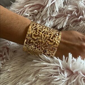 Elegant Gold Filigree Cuff Bracelet